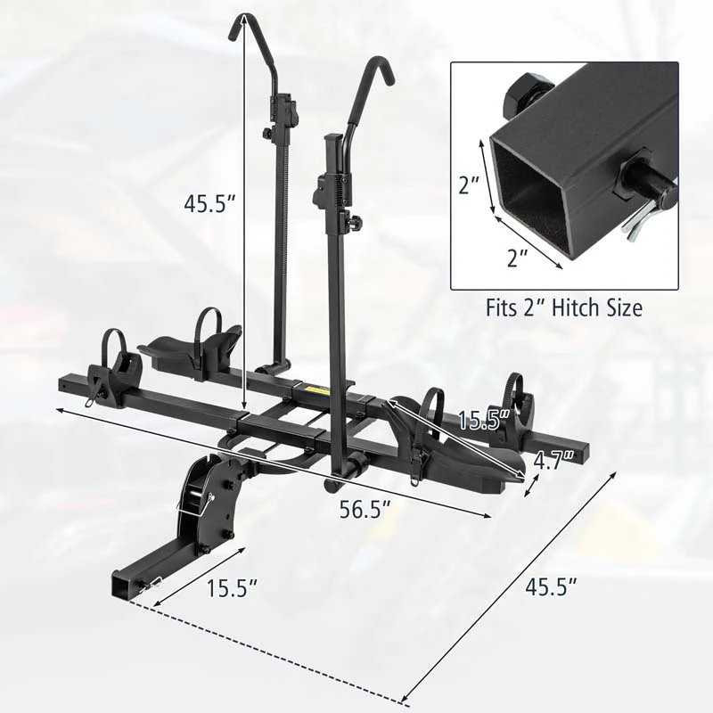 Eletriclife 2 Inch Hitch Mount Bike Rack 2-Bike Platform Style Carrier with Tilt-able Design