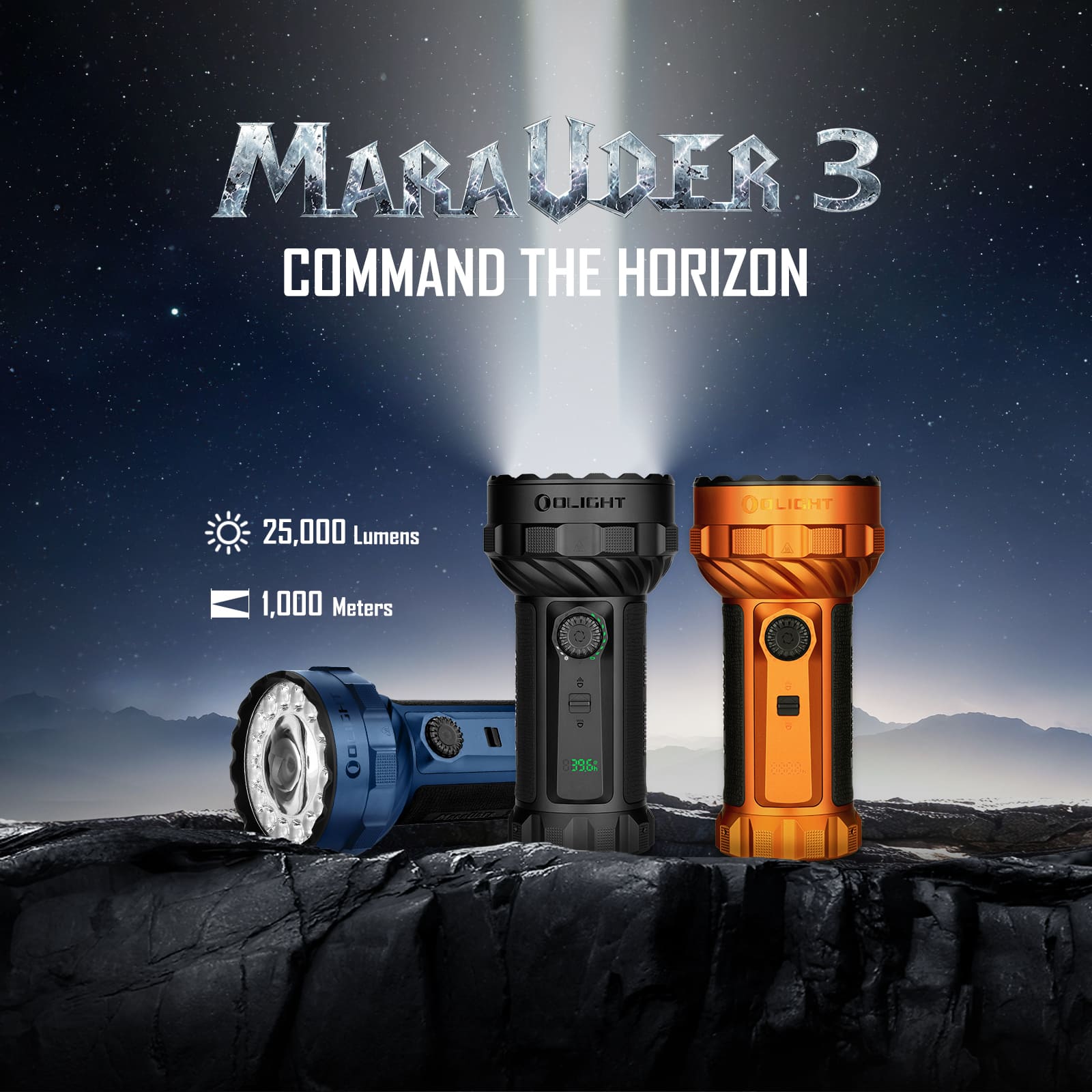 Marauder 3 - 25,000 Lumen Rechargeable Flashlight