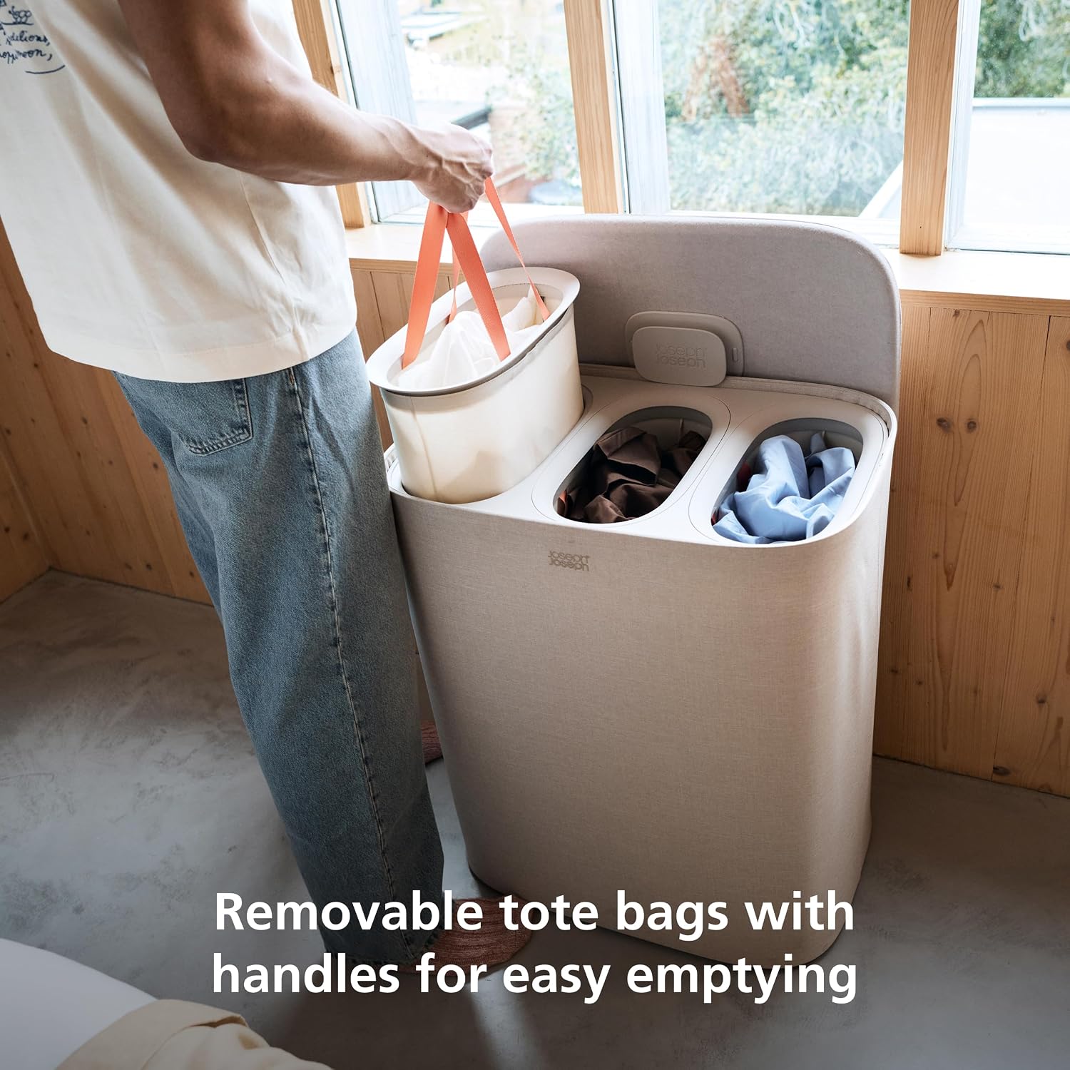 90L 3-Compartment Laundry Basket