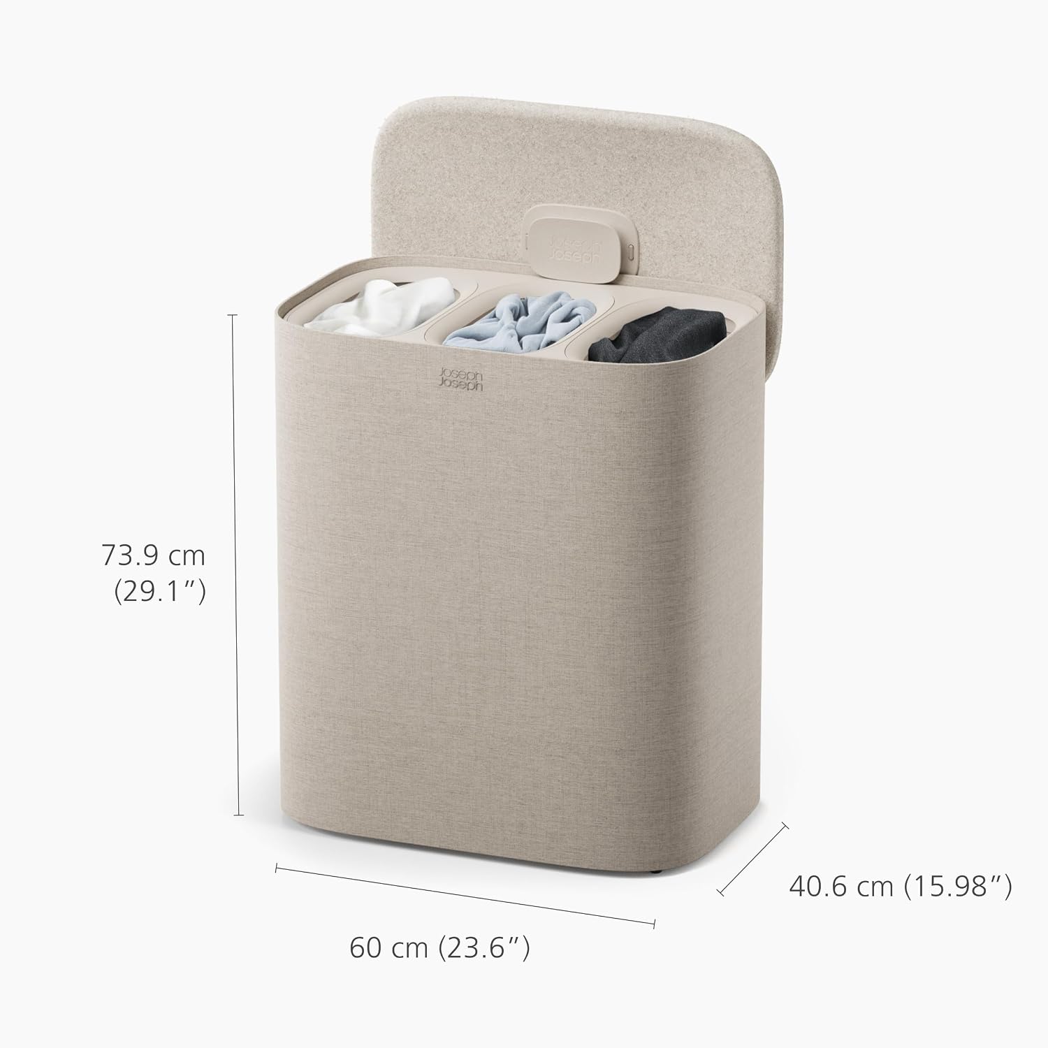 90L 3-Compartment Laundry Basket