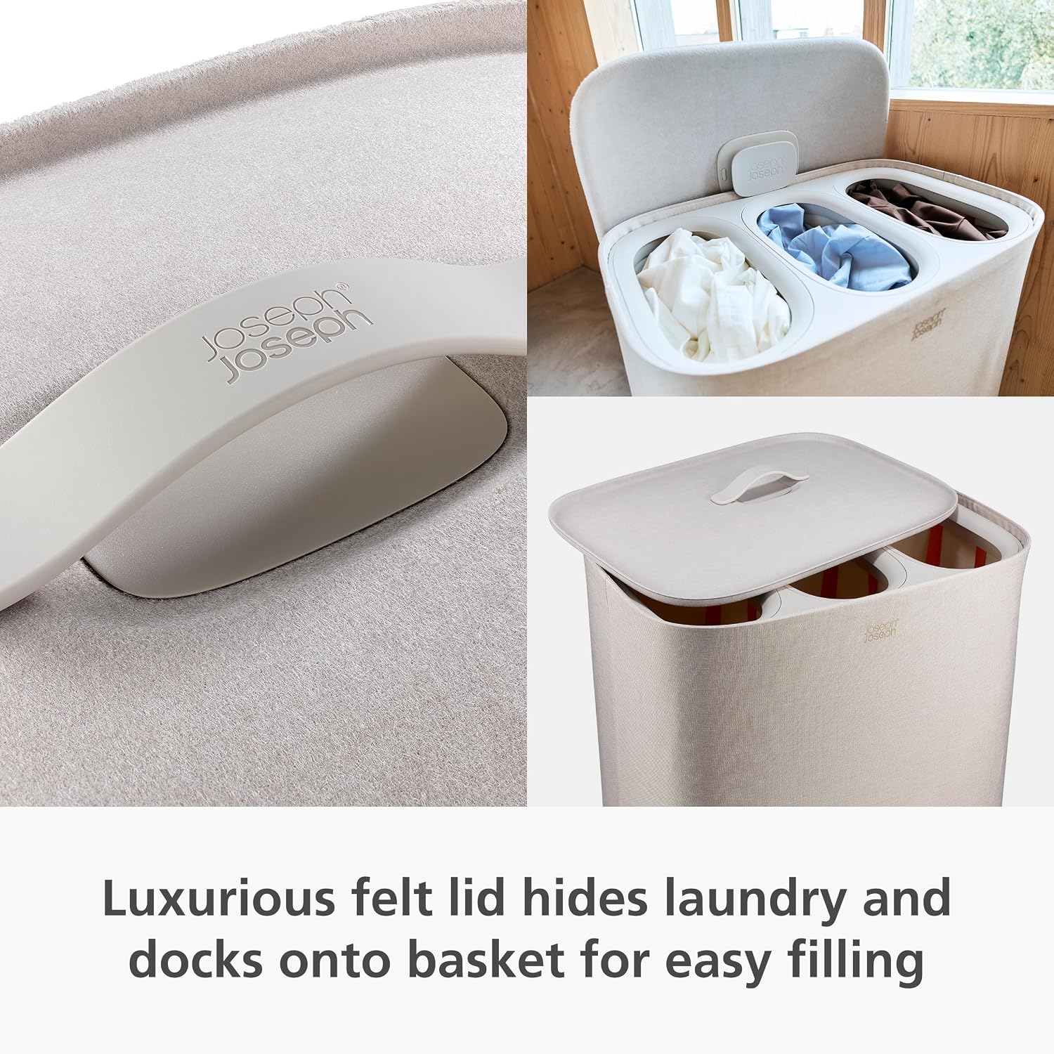 90L 3-Compartment Laundry Basket