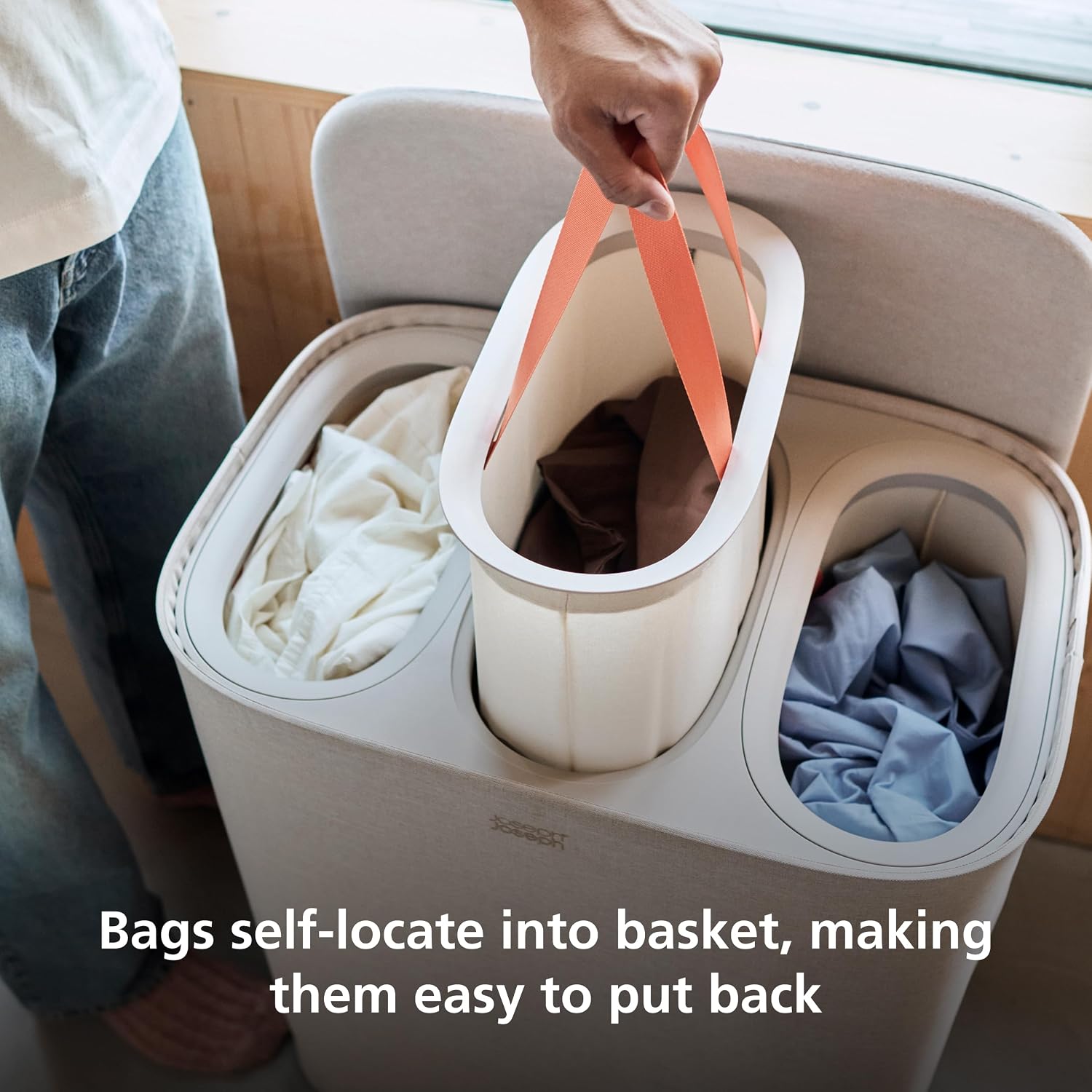 90L 3-Compartment Laundry Basket