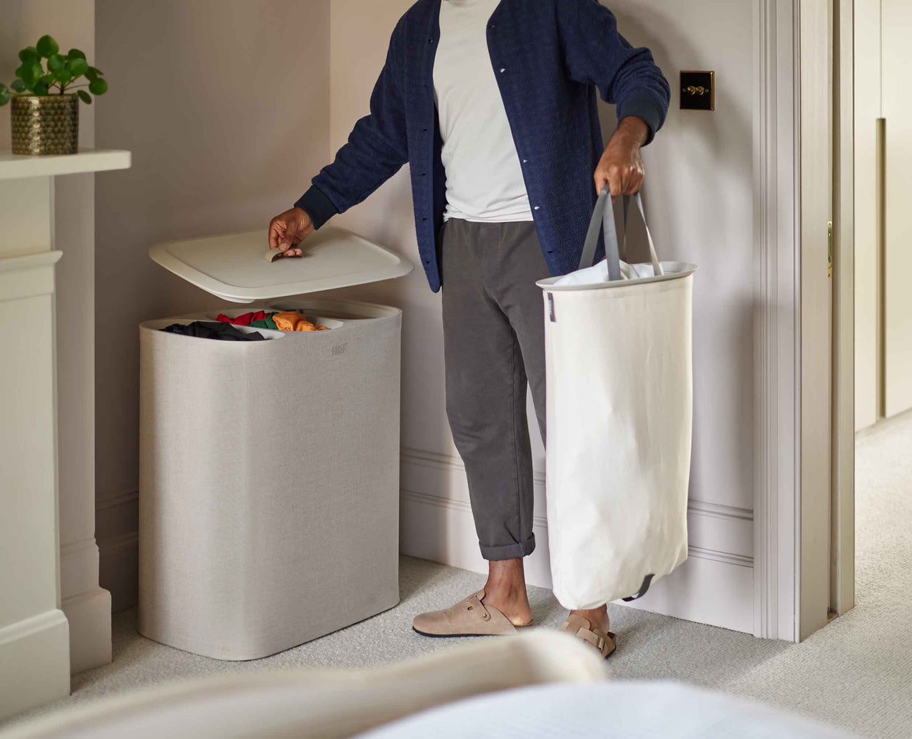 90L 3-Compartment Laundry Basket