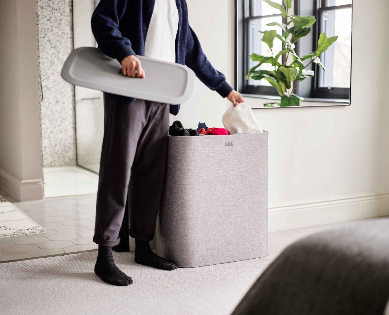 90L 3-Compartment Laundry Basket