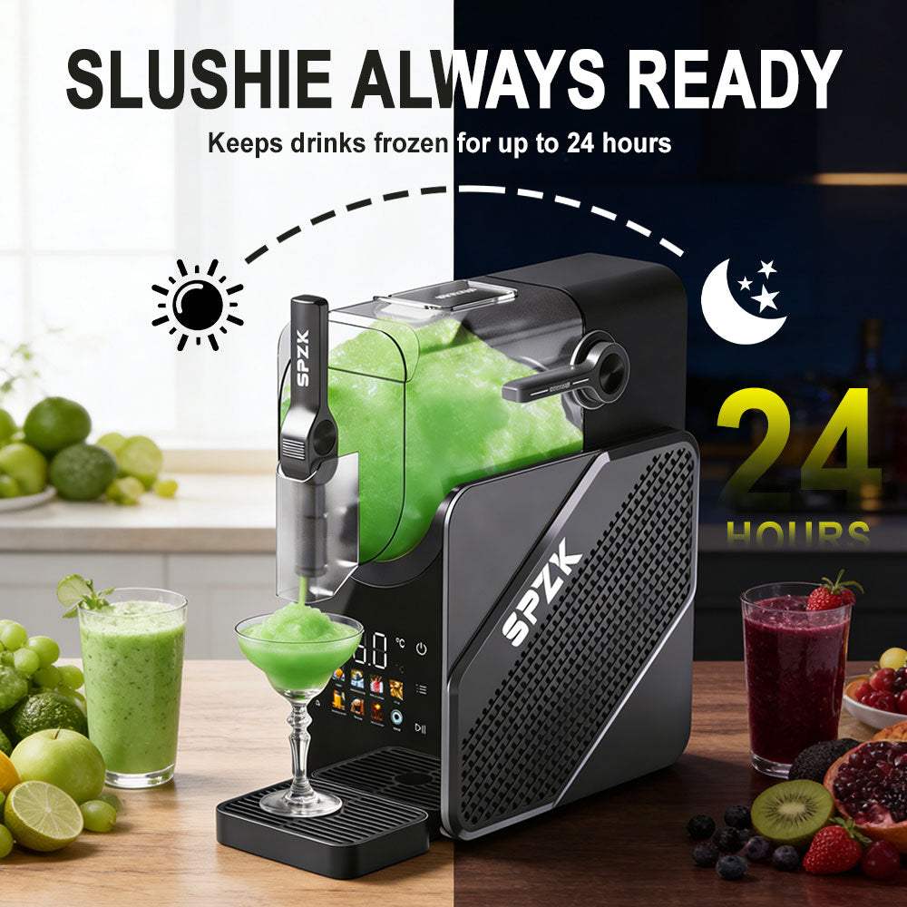 Slushie Machine No Ice Needed, Slushy Machine for Home, 88oz Frozen Drink Maker with 3 Preset Programs for Ice Slush, Snow Slush, Milkshake, Adjustable Hardness, LED Display, Self-Cleaning, Black