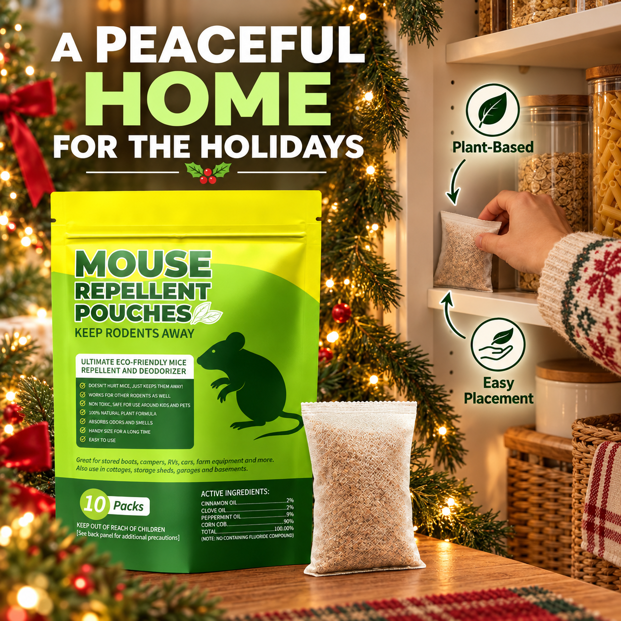 Plant-Based Mouse Repellent Pouches – 10 Pack - 1