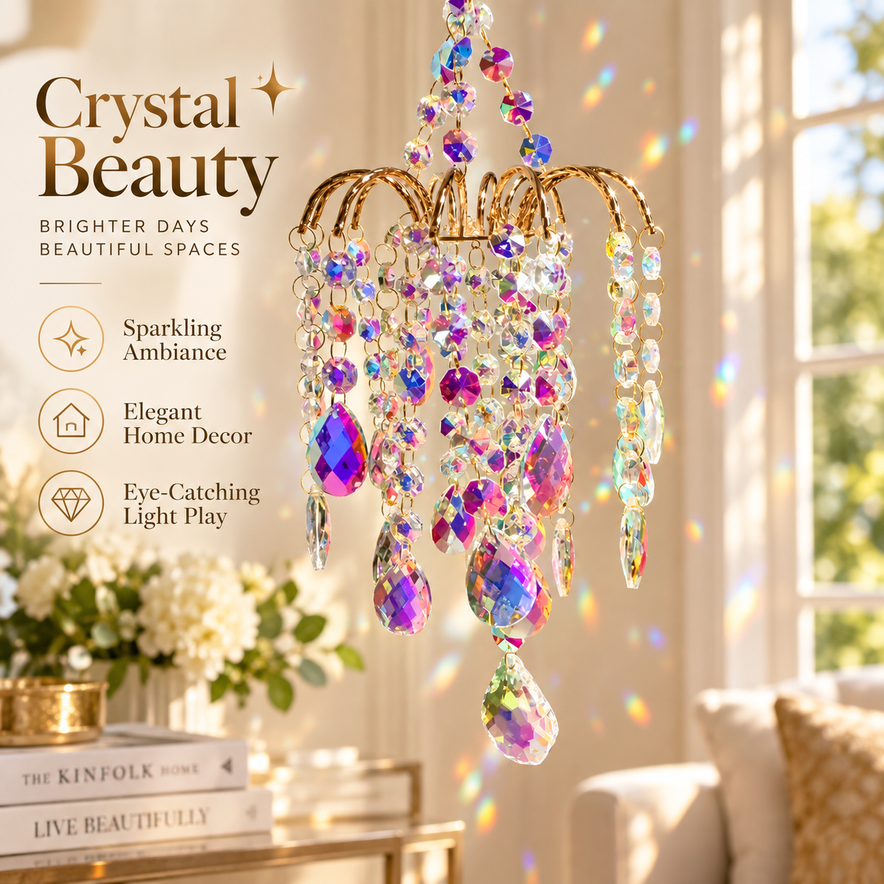 AB Crystal Waterfall Suncatcher Hanging Decor - 4