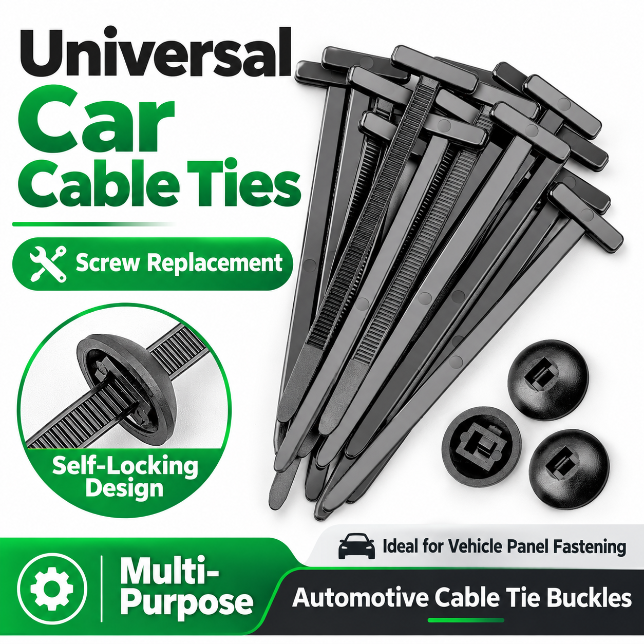 Universal T-Head Automotive Cable Tie Fasteners - 4