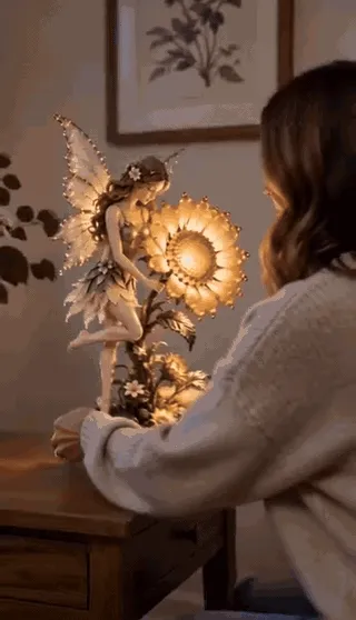 Animated demonstration of the sunflower fairy lamp and wall projection