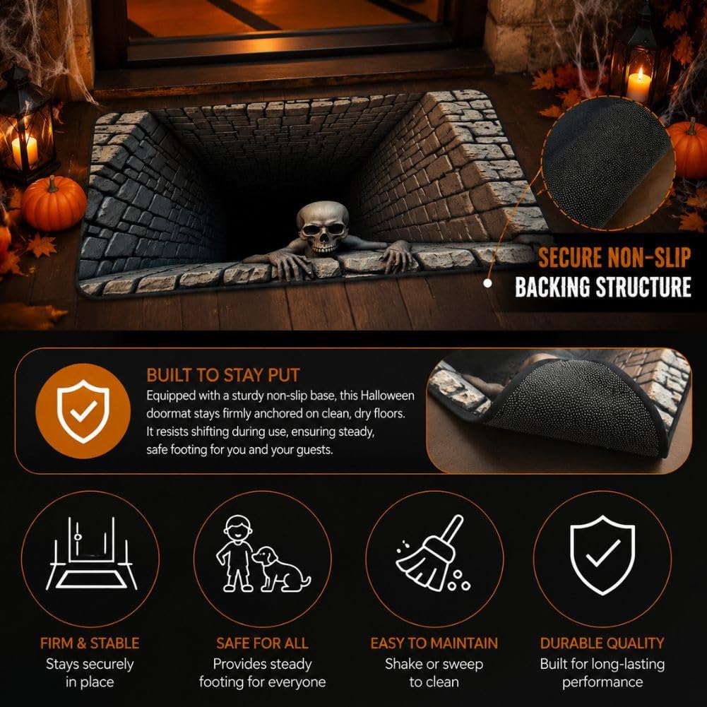 3D Skeleton Pit Halloween Illusion Mat - 6