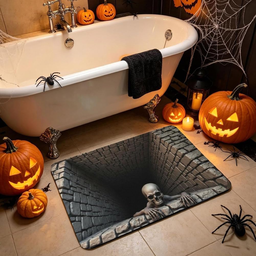 3D Skeleton Pit Halloween Illusion Mat - 8