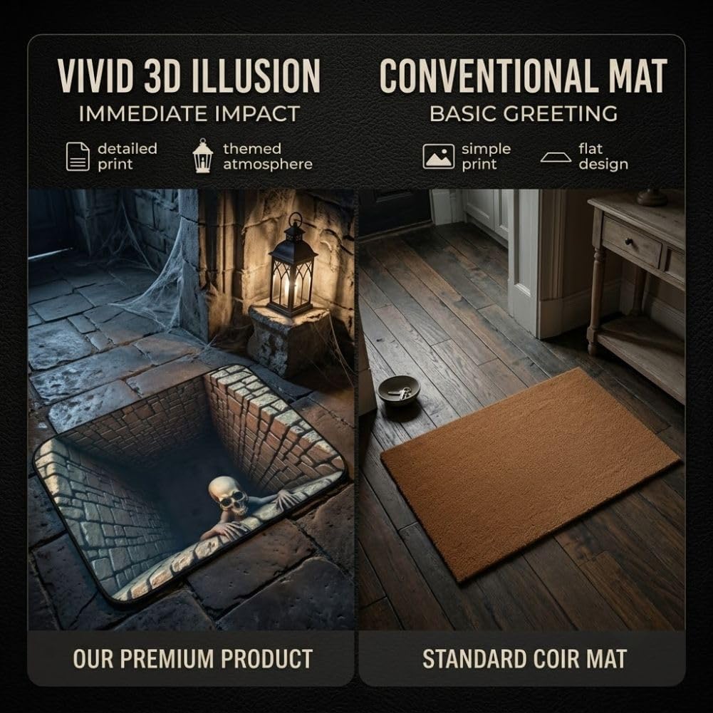 3D Skeleton Pit Halloween Illusion Mat - 9