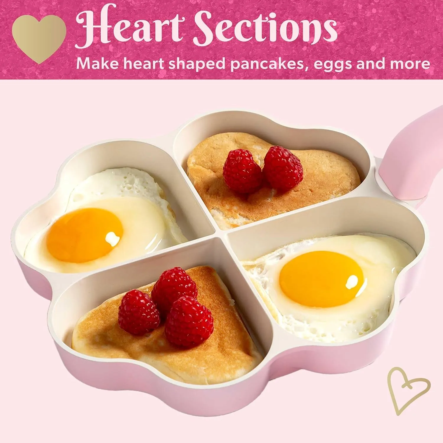 Four heart sections for eggs pancakes and more