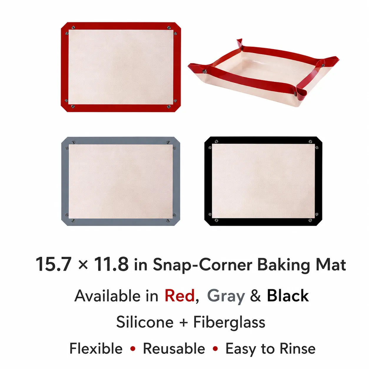 Snap-corner baking mat size 15.7 by 11.8 inches