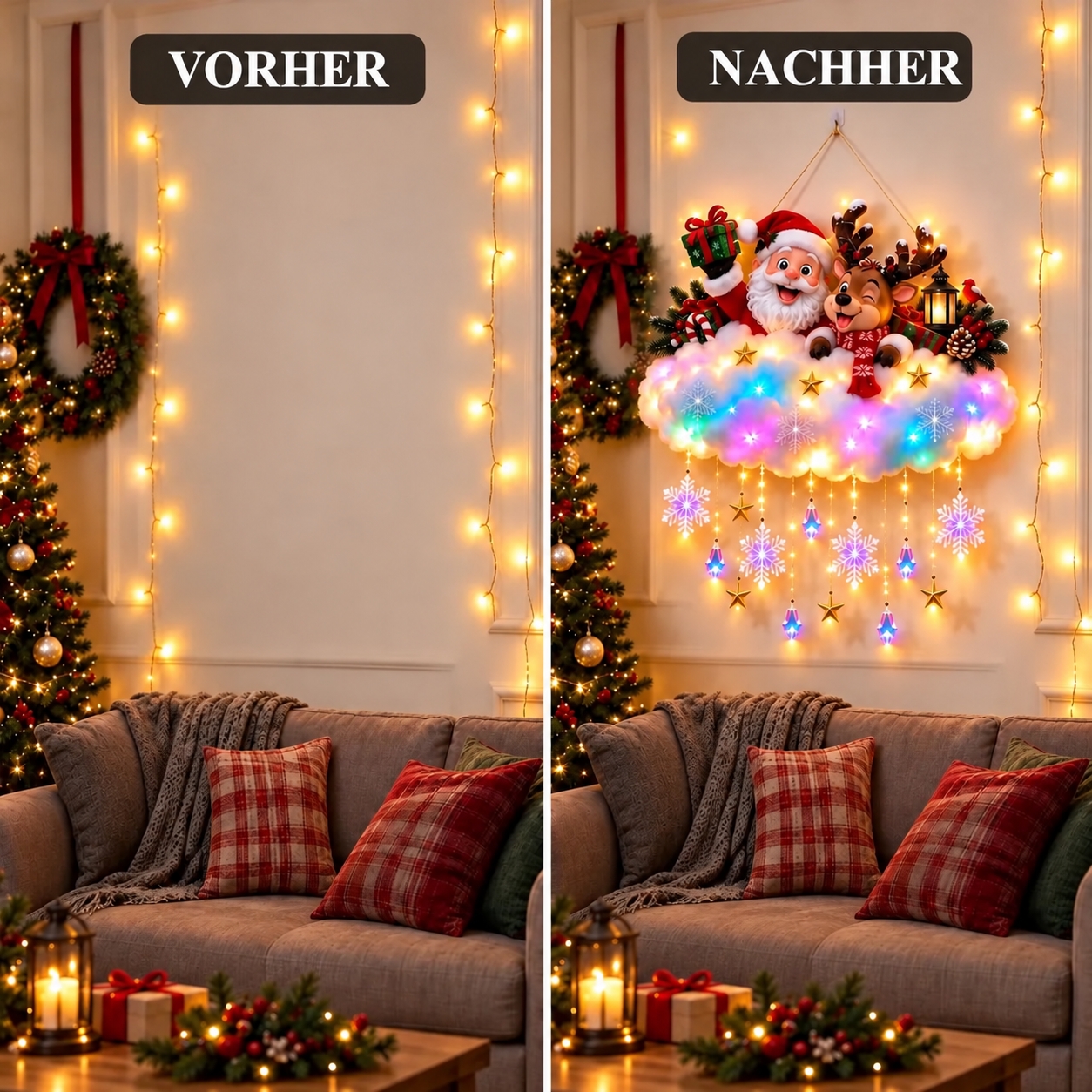 Leuchtende Weihnachts-Wolkendeko für ein gemütliches Zuhause
