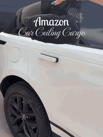 Car ceiling storage net in use