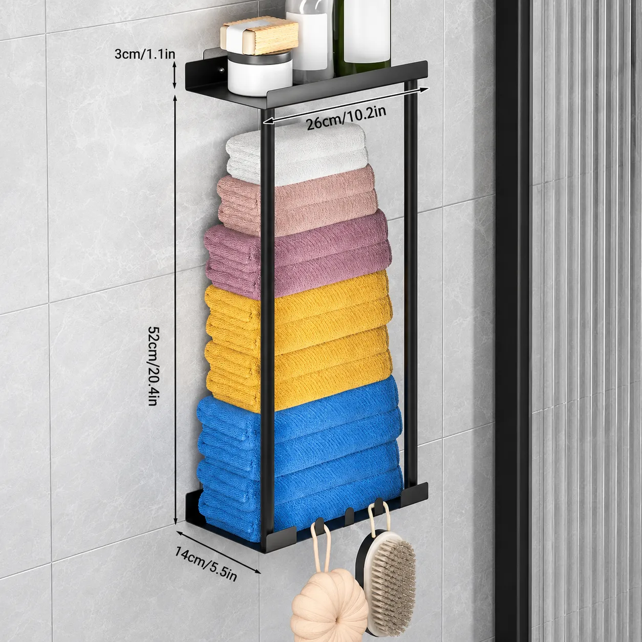 Wall-mounted towel rack dimensions in inches