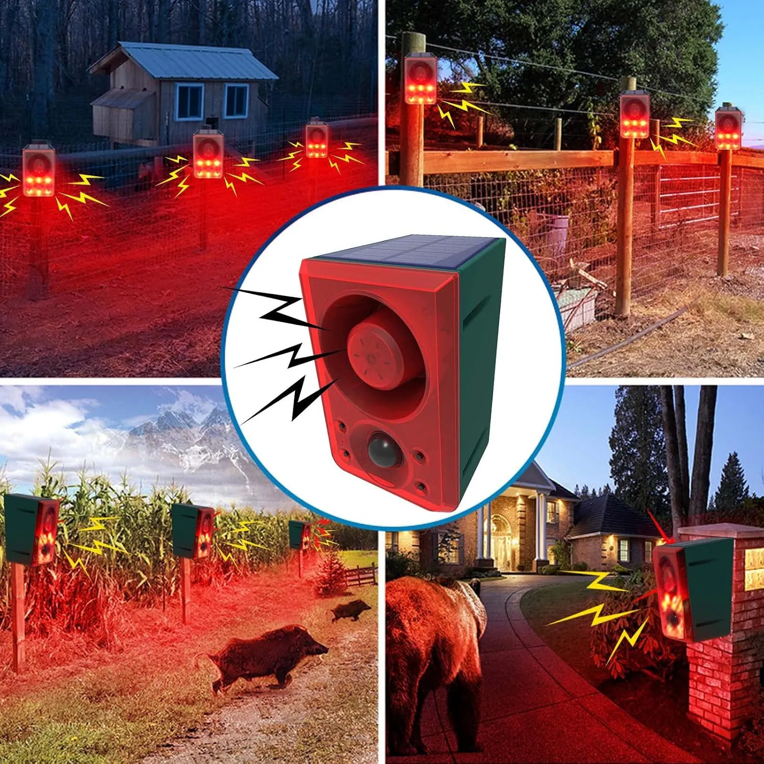 Solar-Bewegungsmelder mit Alarm und Tierabwehr für draußen – Produktabbildung
