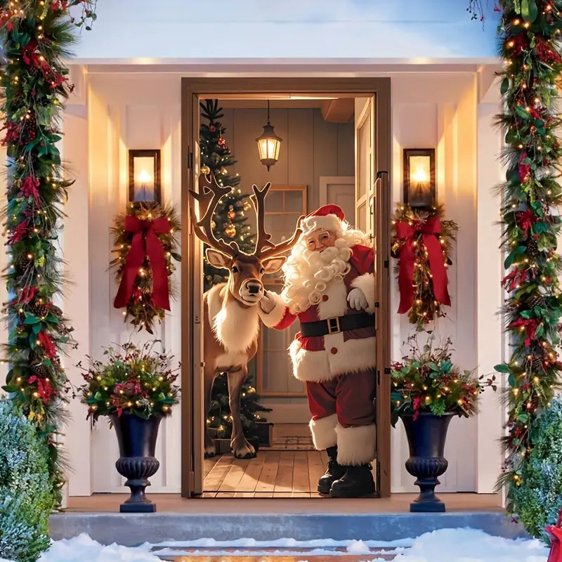 Weihnachtliche Türdekoration mit 3D-Effekt