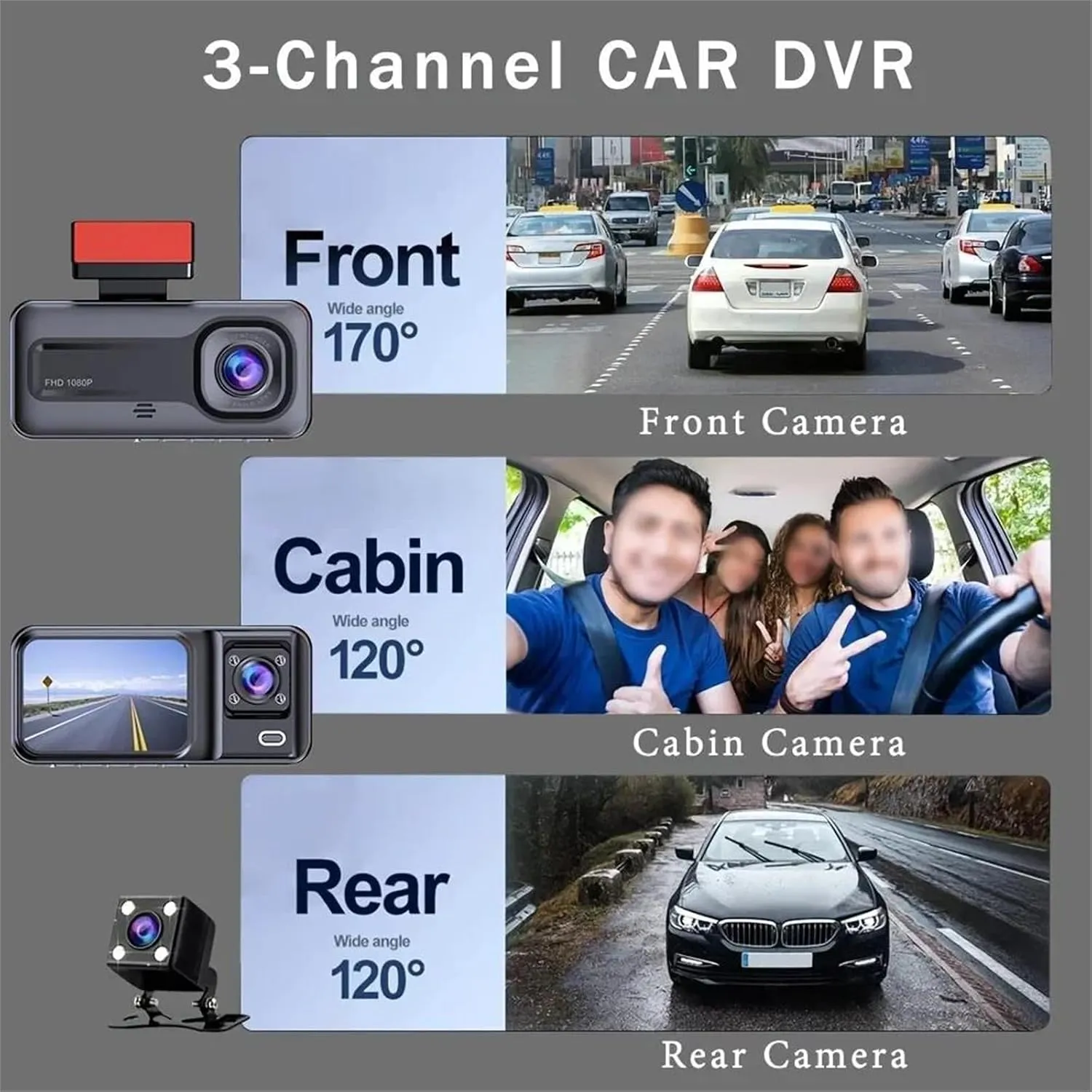 Front cabin and rear camera coverage