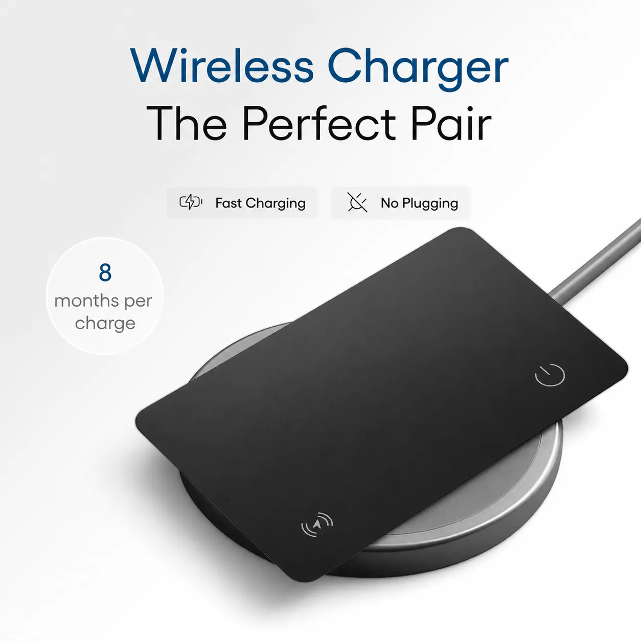 Wireless charging for the tracking card