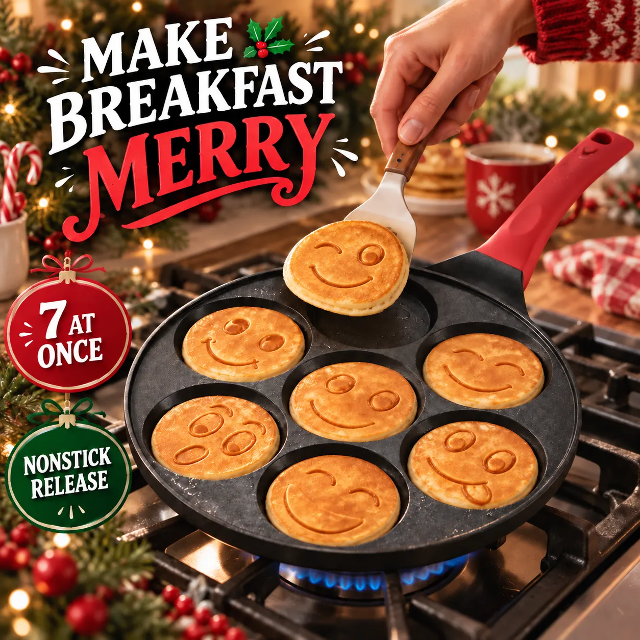 Frühstückspfanne mit 7 Smiley-Mulden – Produktabbildung
