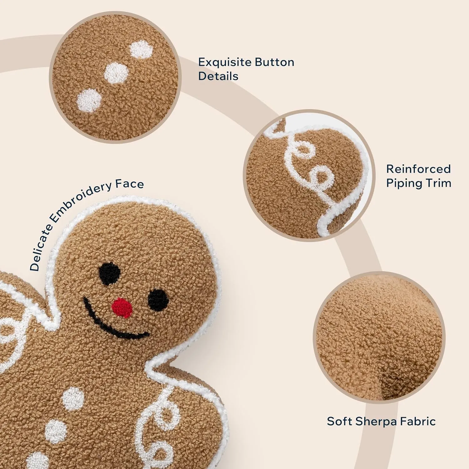 Christmas Gingerbread Man Pillow – 17.7 in