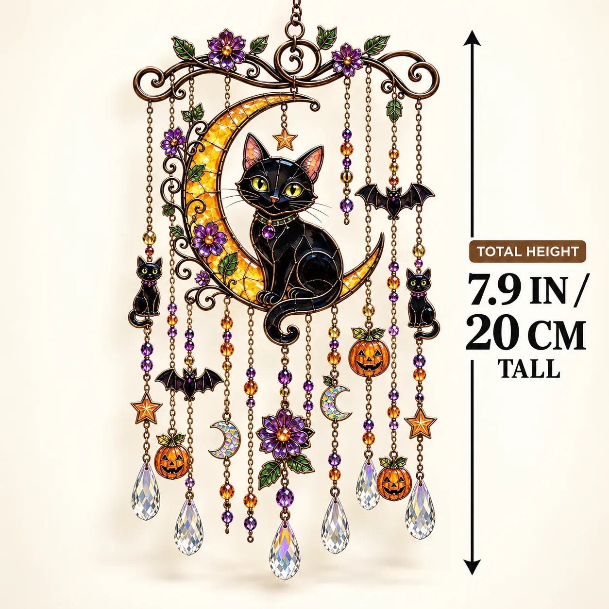 Halloween suncatcher total height 7.9 inches or 20 centimeters