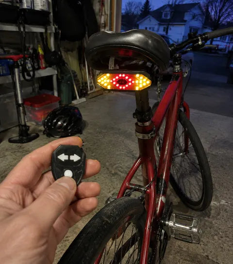 Bike turn signal light and remote tested in a home garage