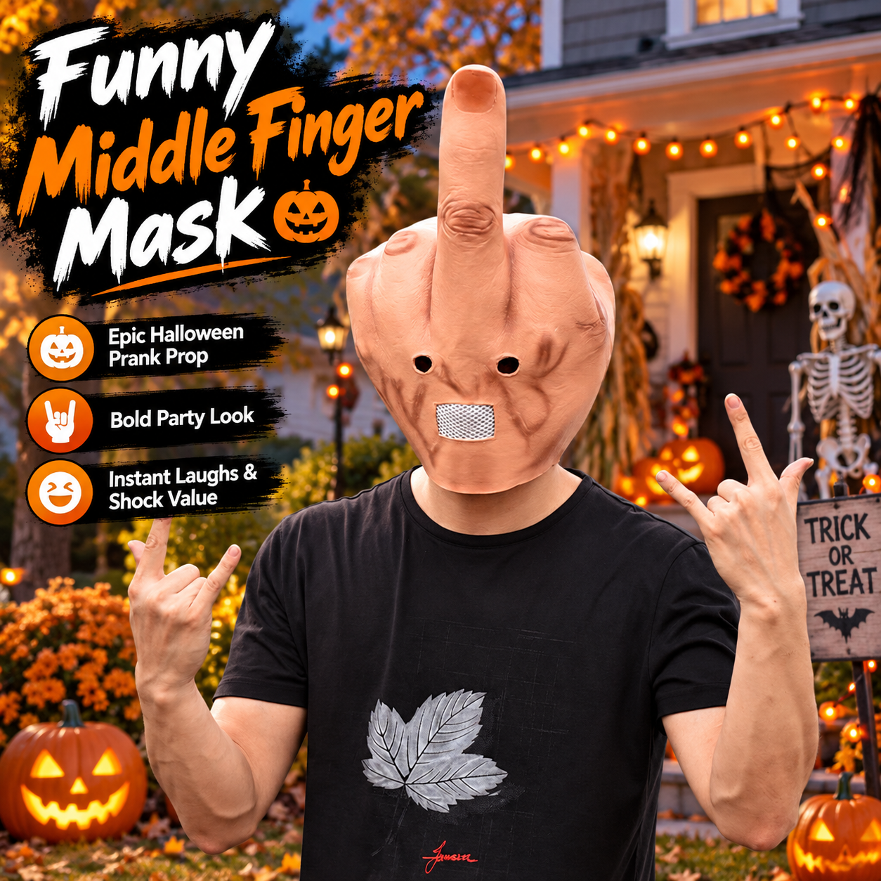 Funny Middle Finger Halloween Mask - 1