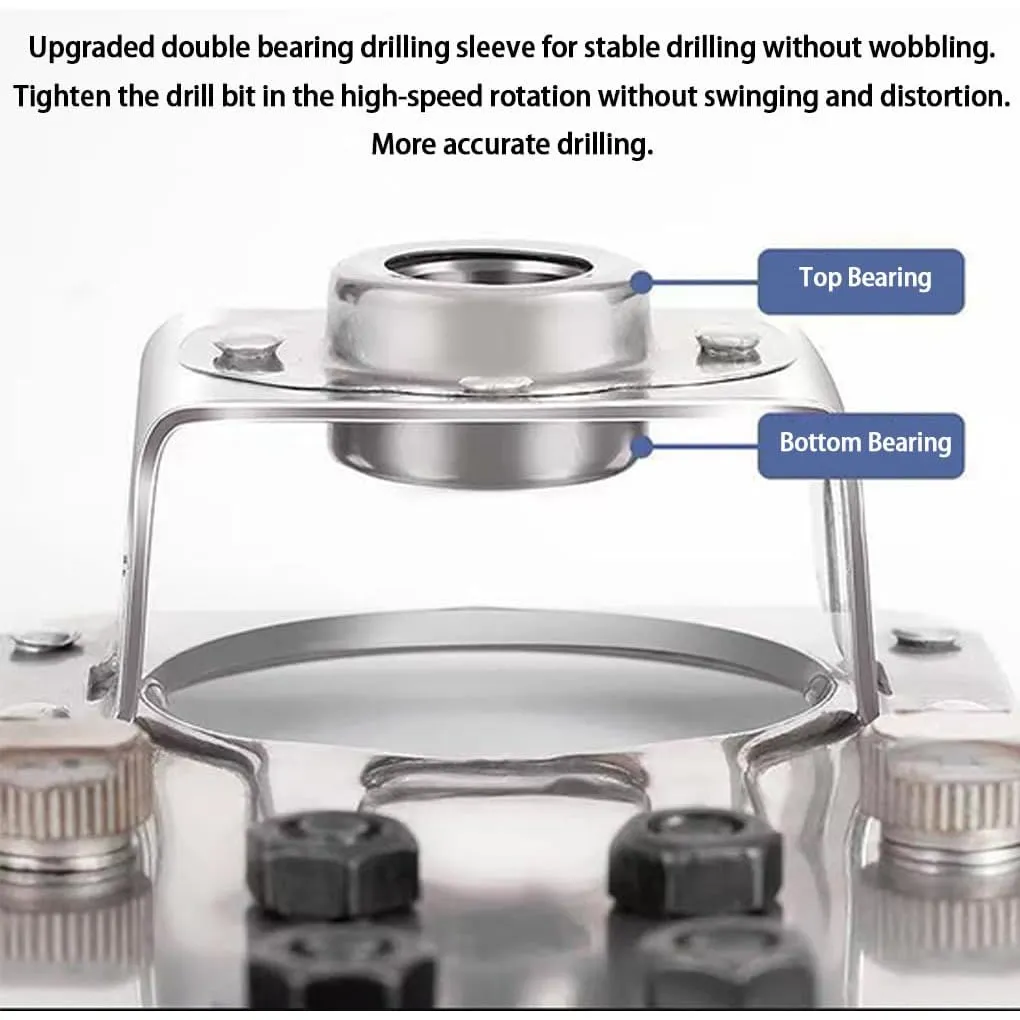 Double-bearing drill sleeve for stable hinge-cup drilling