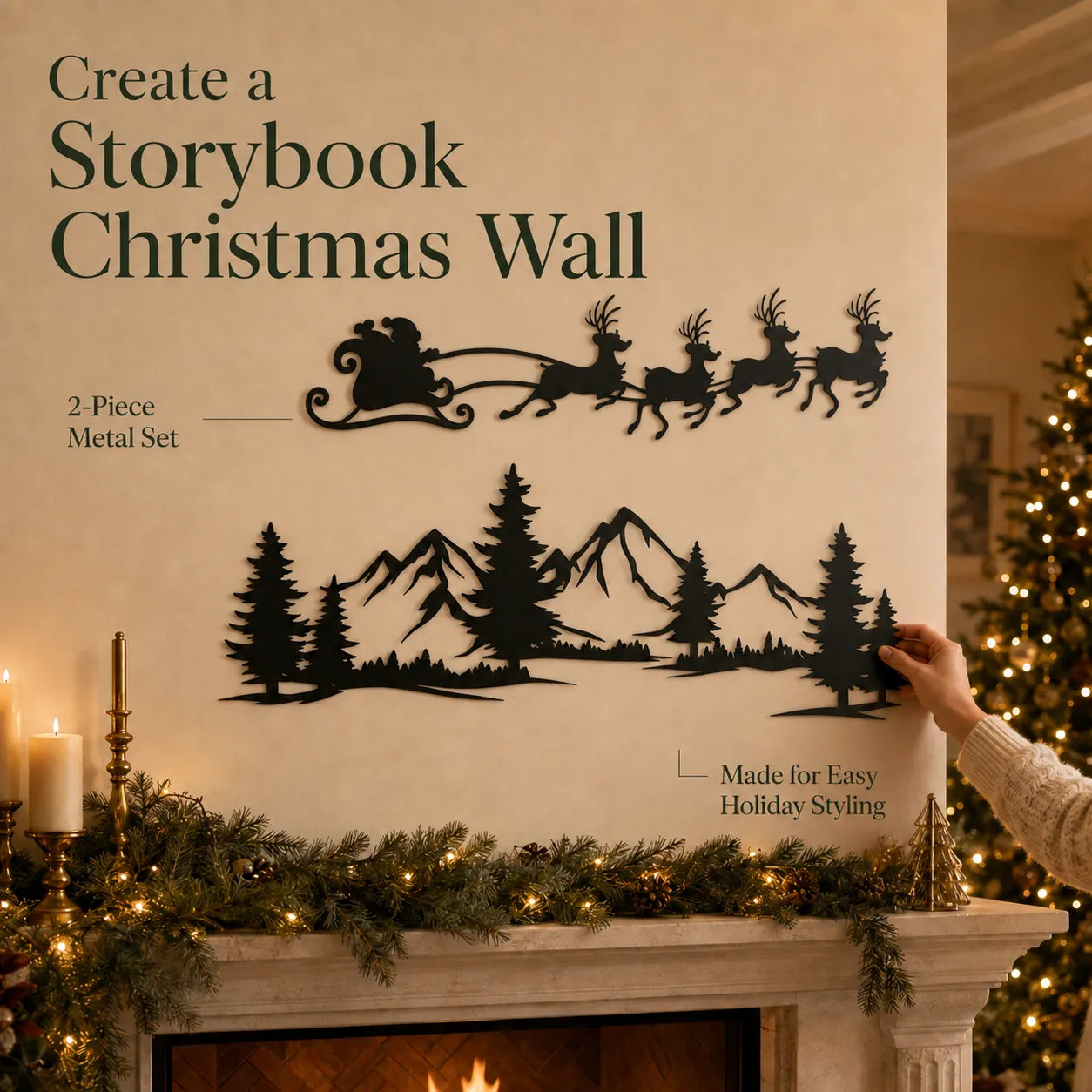Christmas Eve Metal Wall Art Duo