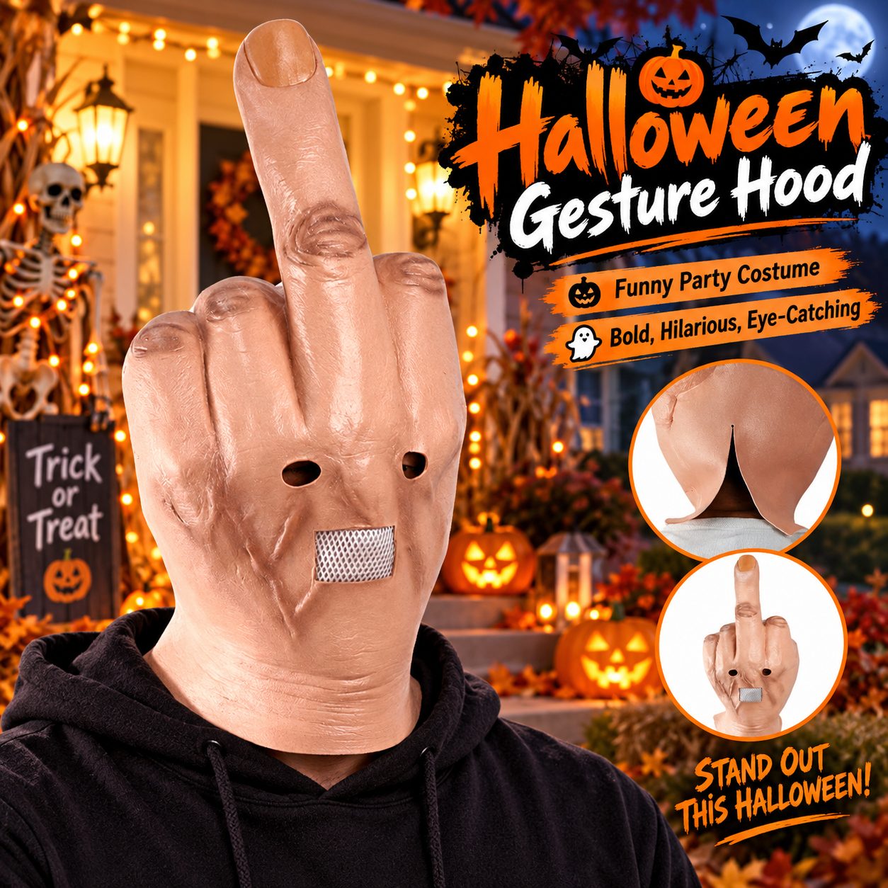 Funny Middle Finger Halloween Mask - 3