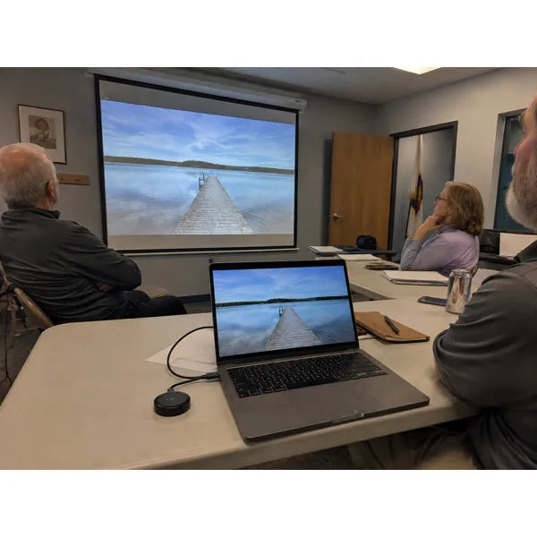 Presentation shared to a projector in a meeting room