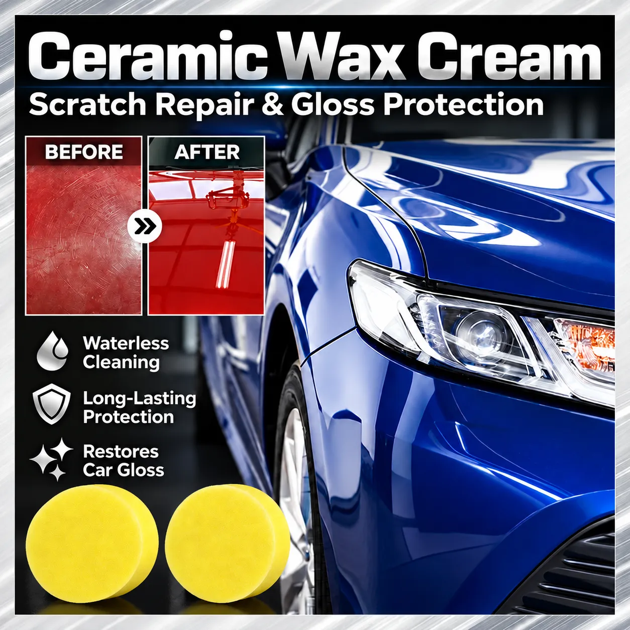 Ceramic wax before and after gloss comparison