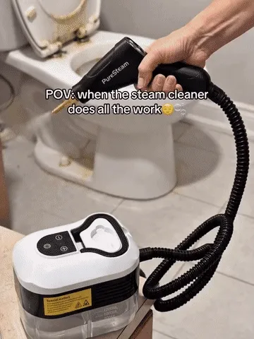 High-pressure steam cleaner working on bathroom, mattress, sink, cabinet, and wall surfaces