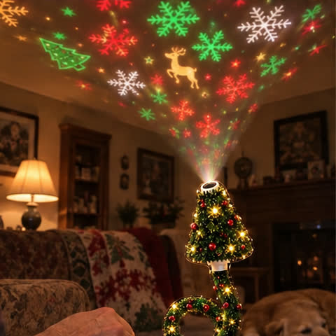 Weihnachtsbaum-Projektorlicht – USB-Nachtlicht mit über 6 Festtagsmustern – Produktabbildung