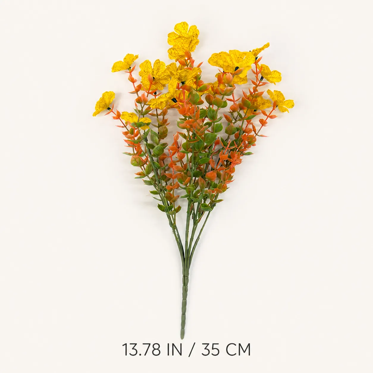 Yellow artificial violet single stem measuring 13.78 inches