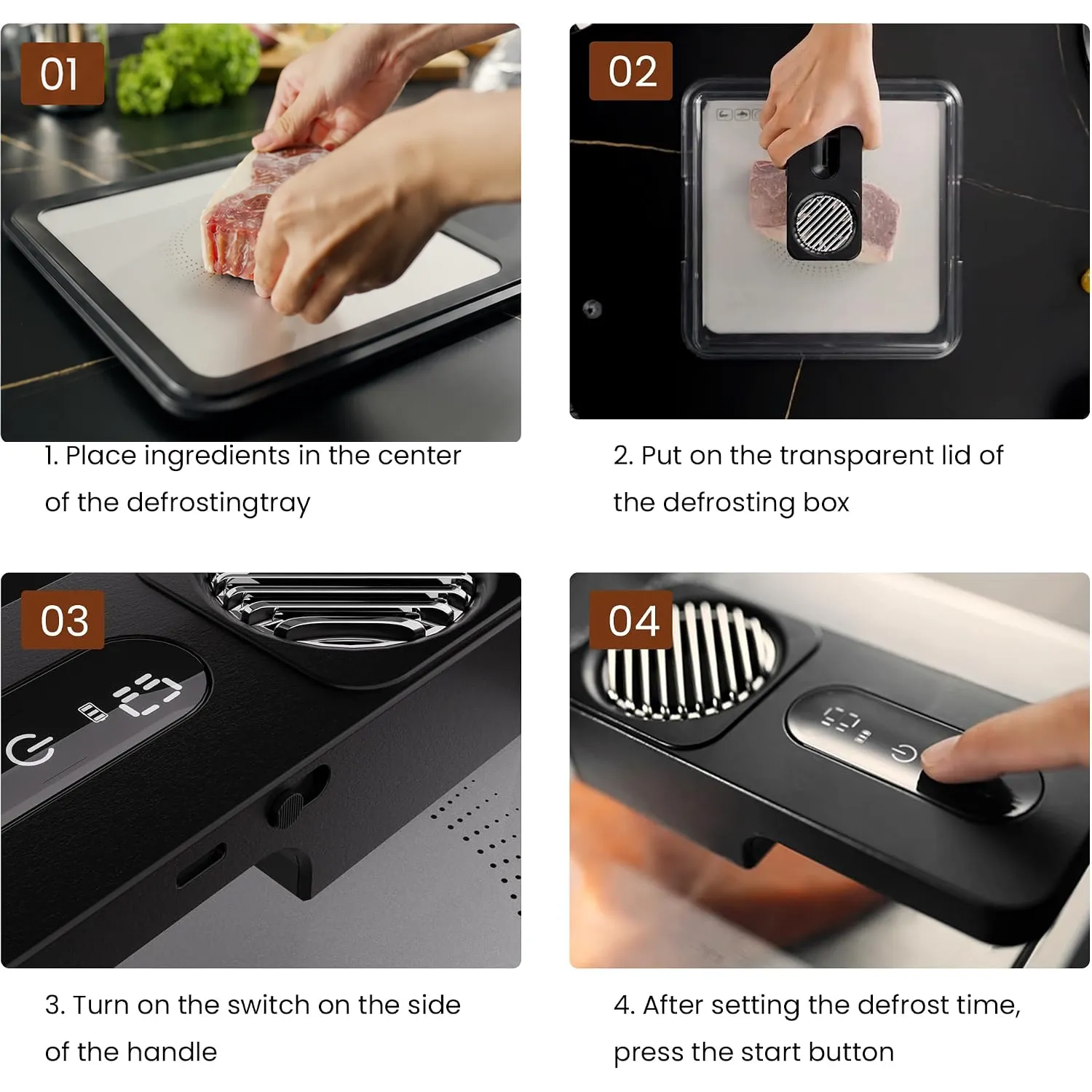 Black and white color options for the defrosting box