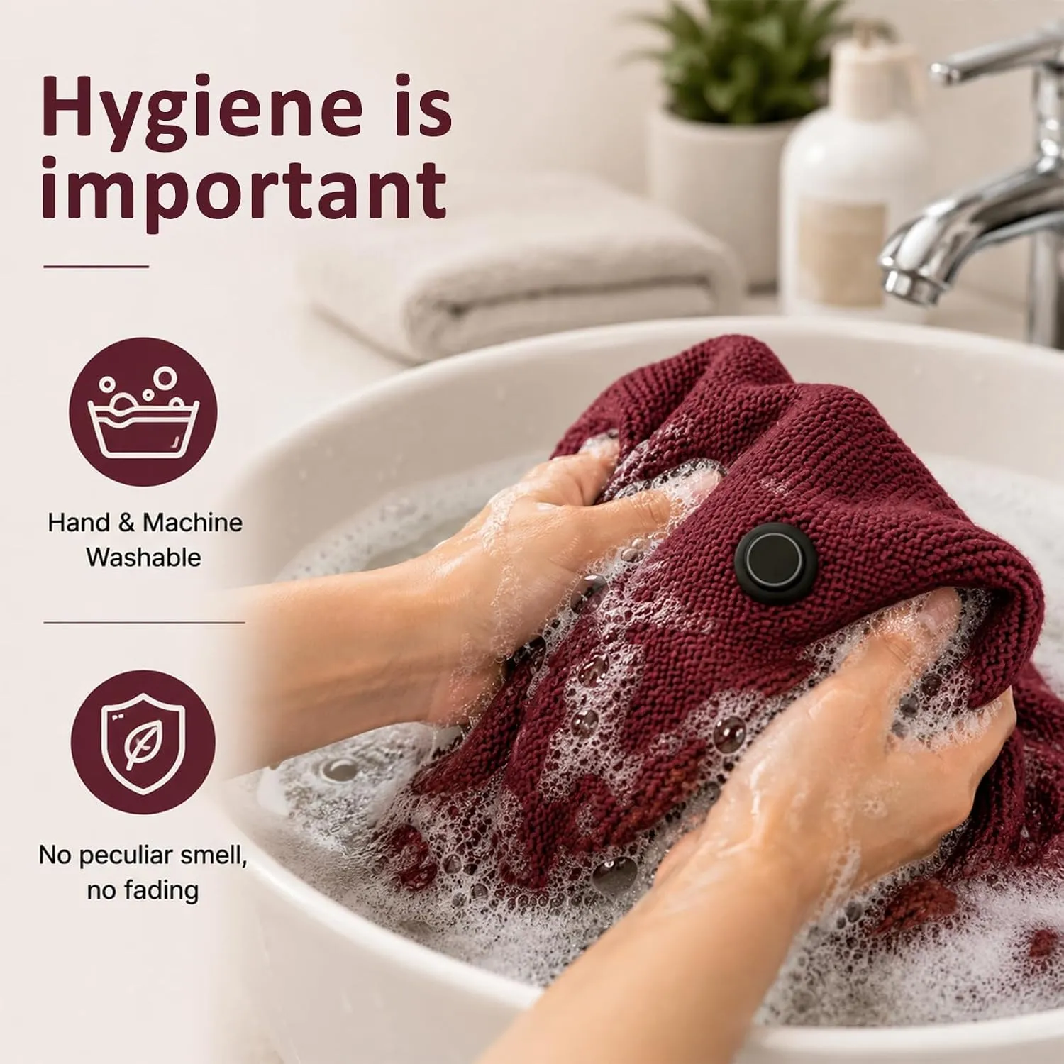 Wearable heated blanket being hand washed