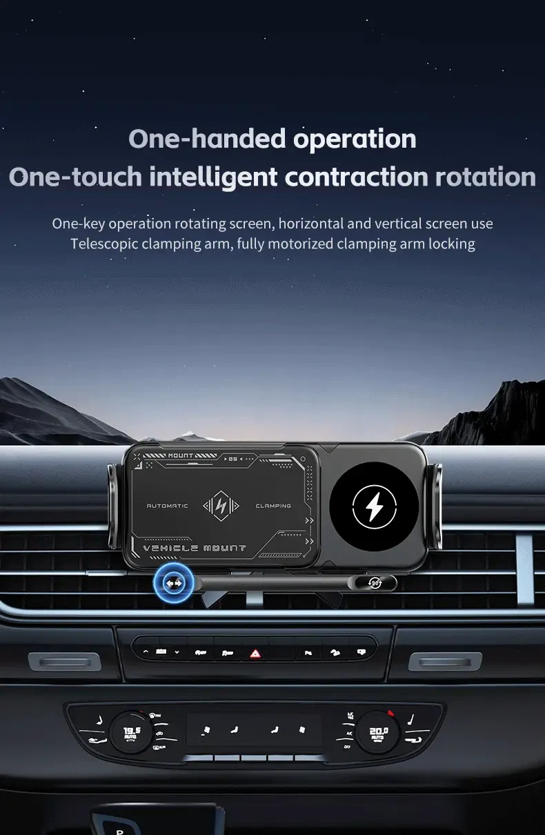 Product Introduction of Wireless Charging Phone Holder Car Mount for Folding Screen/Universal Smartphone, 90° Rotating Car Mount Output Power 15W, Super Stable Air Vent Cell Phone Car Mount with Hook Clip, One Button Release for iPhone, Samsung, Google, and Other Smartphone 10
