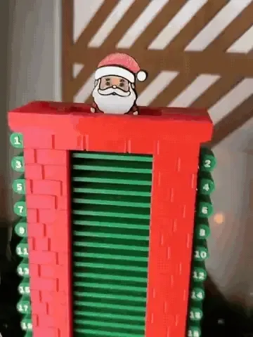 A green countdown bar is removed as Santa moves down the red chimney
