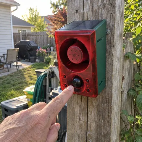 Solar-Bewegungsmelder mit Alarm und Tierabwehr für draußen – Produktabbildung