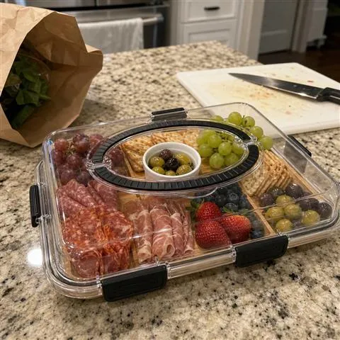Customer-style kitchen photo of the closed seven-section board