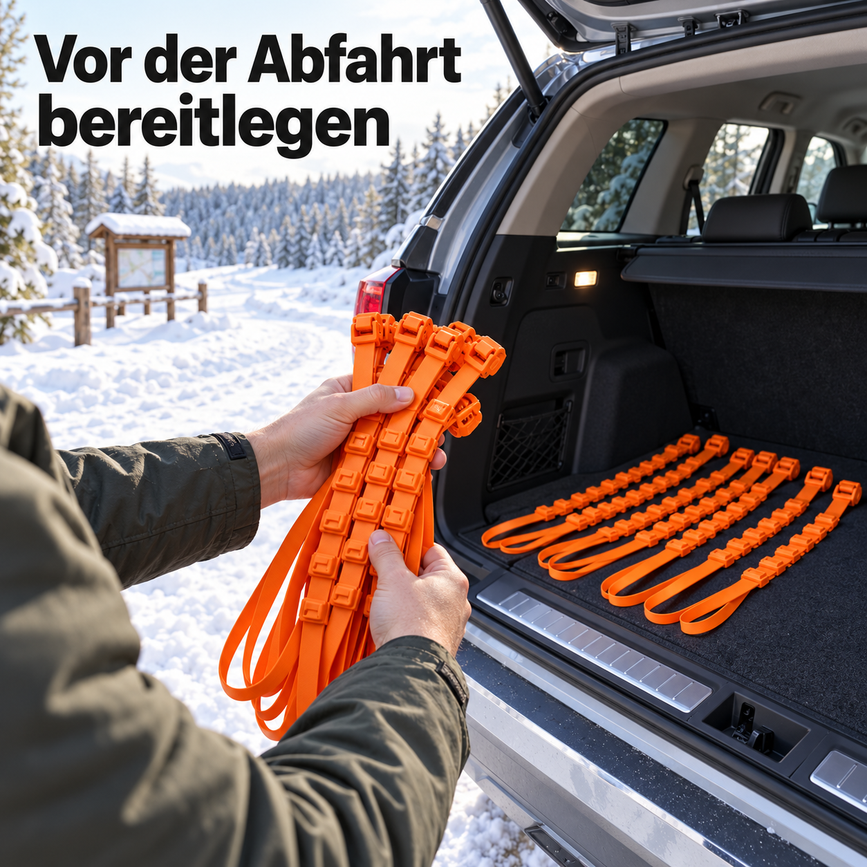 Zwei getrennte Gruppen zu je 40 orangefarbenen Antirutschbändern als nummerierte Mengendarstellung