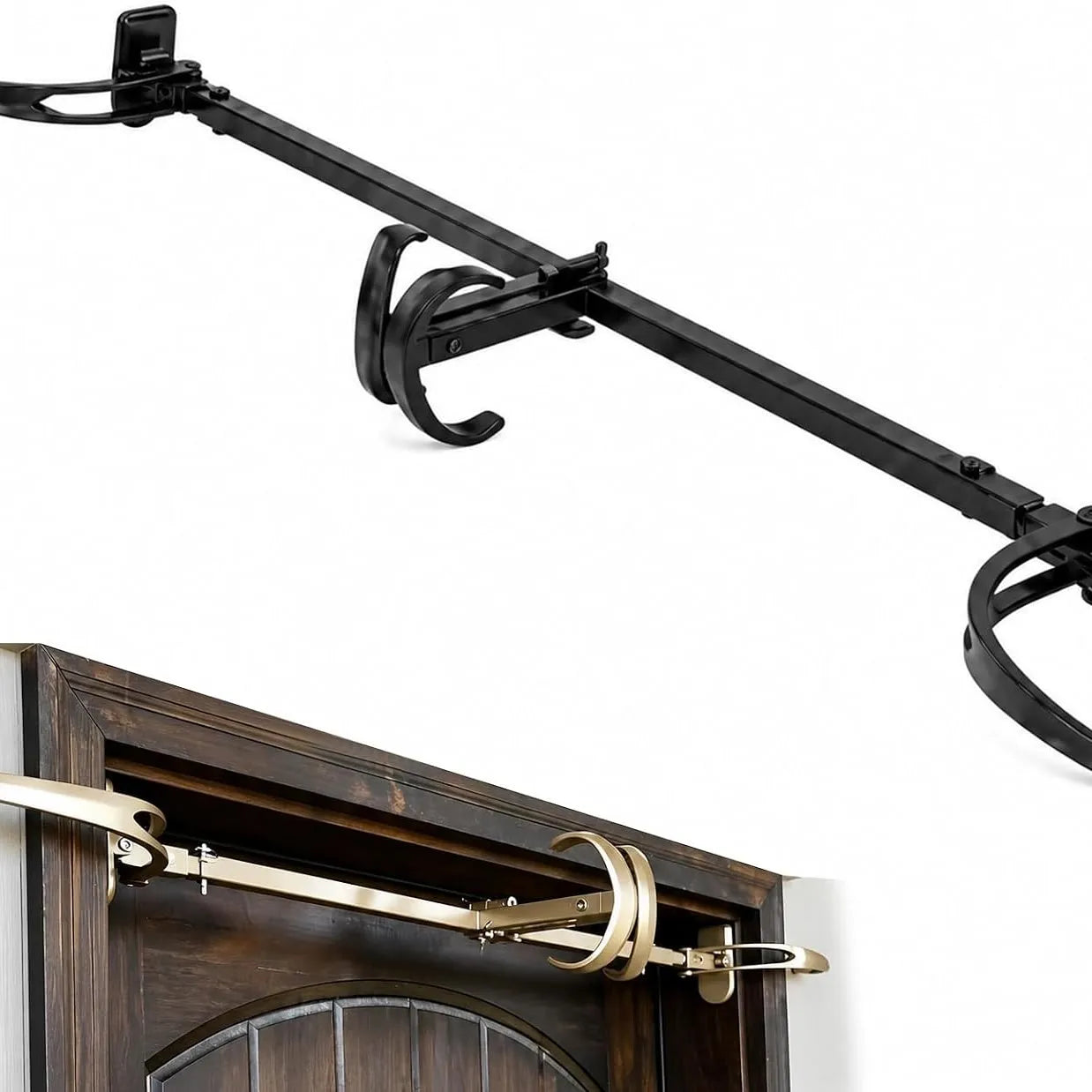 Black and gold adjustable wreath hanger finish examples