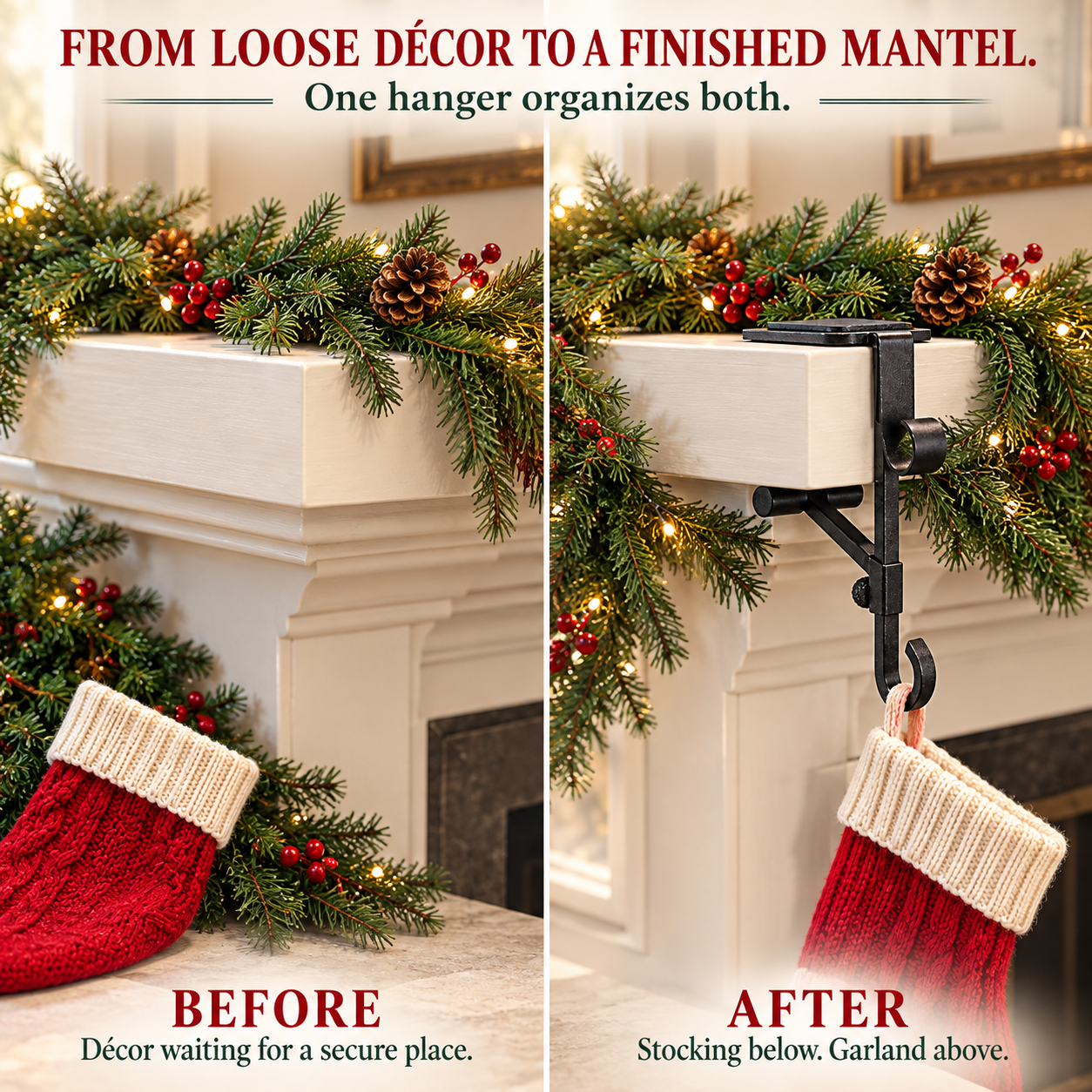 Christmas Mantel Stocking & Garland Hangers