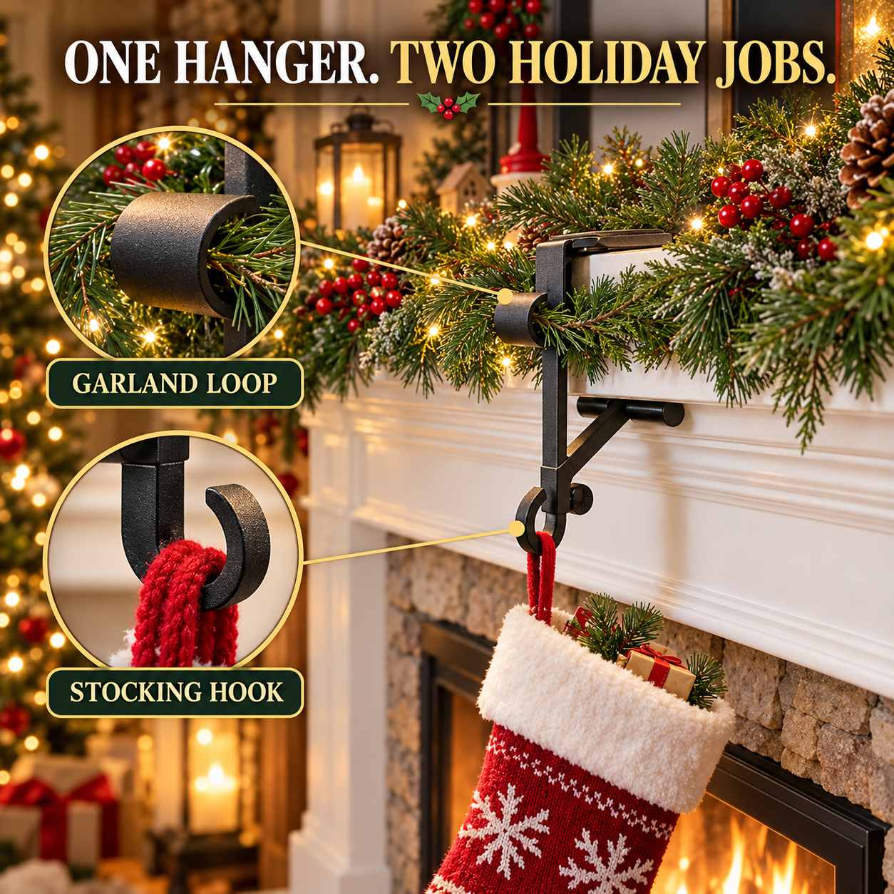 Christmas Mantel Stocking & Garland Hangers