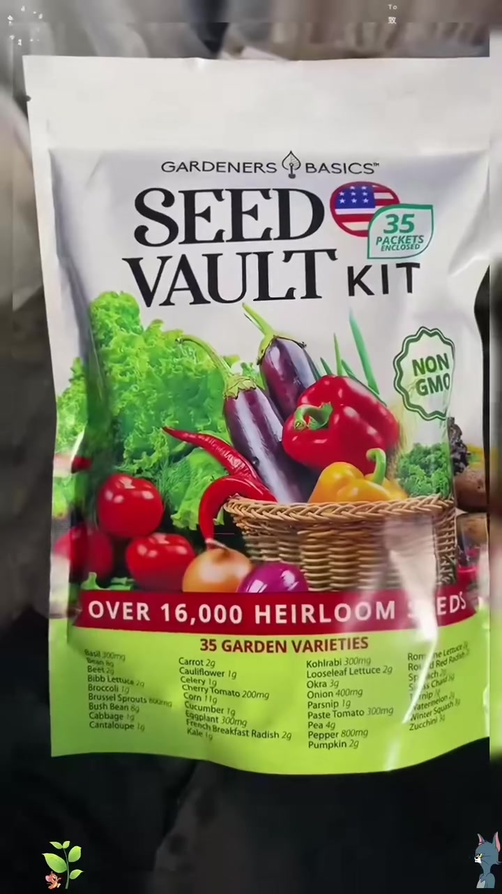 Survival Vegetable Seed Kit with over 16,000 non-GMO heirloom seeds