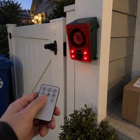 Solar-Bewegungsmelder mit Alarm und Tierabwehr für draußen – Produktabbildung